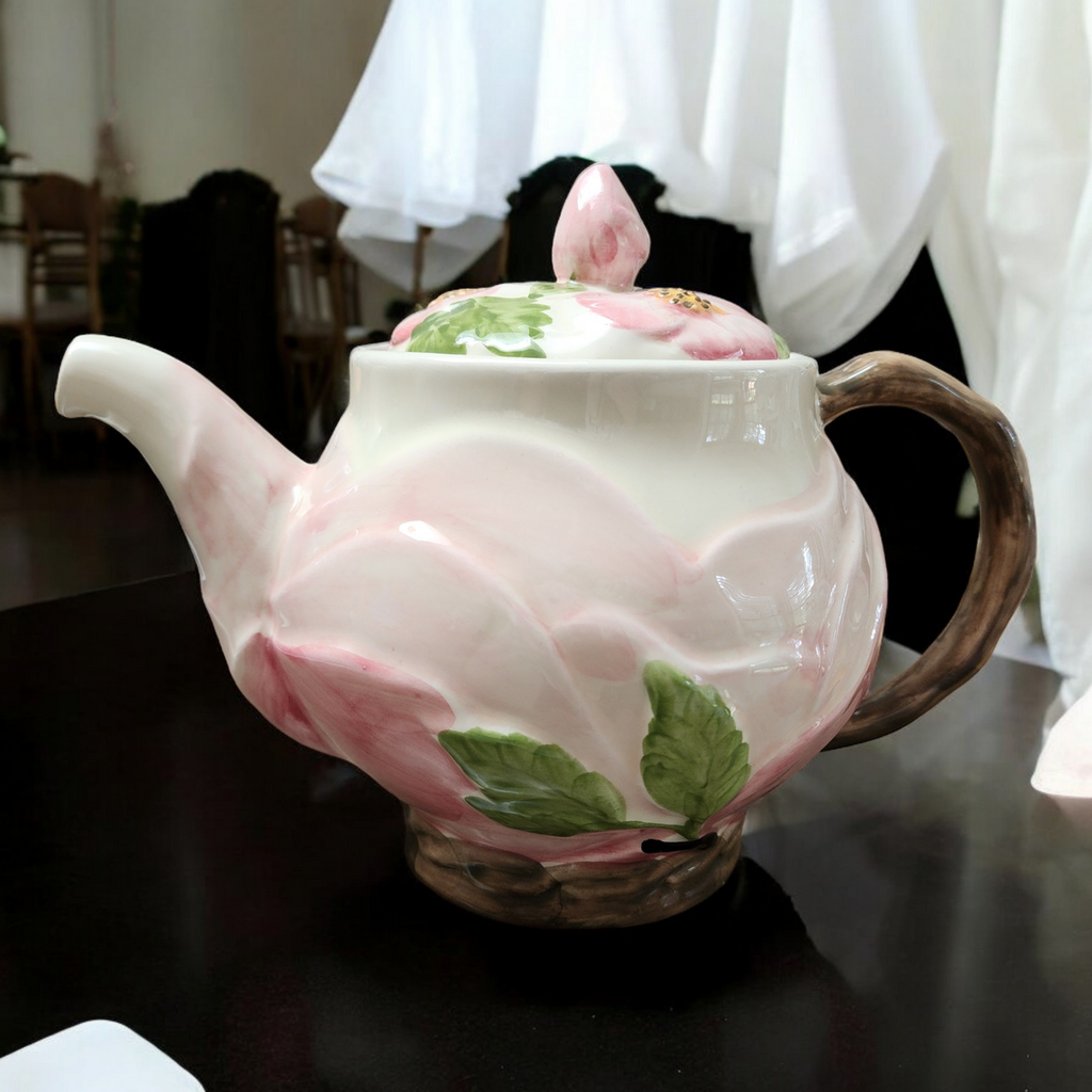 Franciscan Desert Rose Figural Teapot & Lid Portugal Backstamp