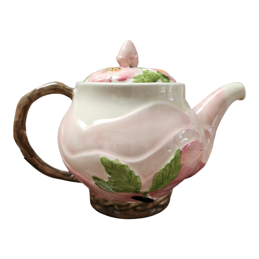 Franciscan Desert Rose Figural Teapot & Lid Portugal Backstamp