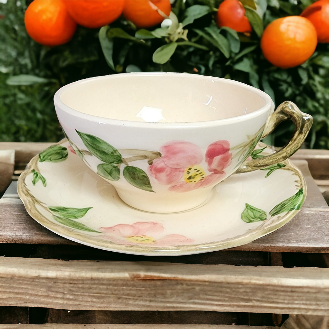 Franciscan Desert Rose Flat Cup & Saucer Set USA Backstamp