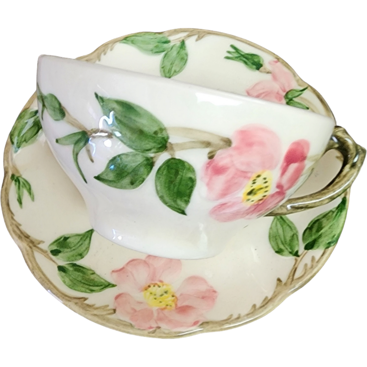 Franciscan Desert Rose Flat Cup & Saucer Set USA Backstamp