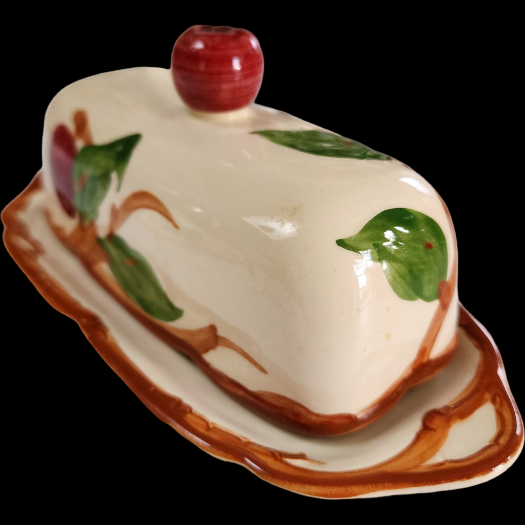 Franciscan Gladding McBean Apple 1/4 Lb Covered Butter Finial Top USA Backstamp