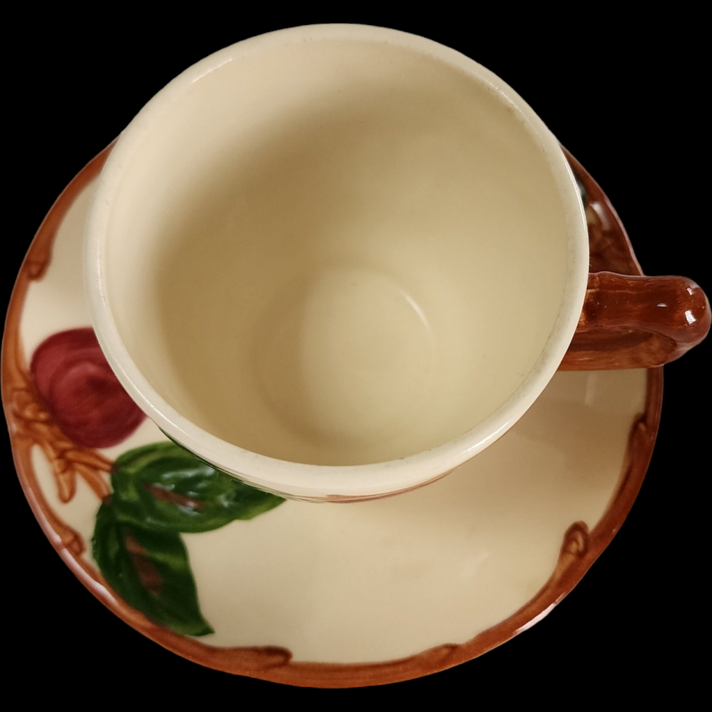 Franciscan Gladding McBean Apple Flat Cup & Saucer Set USA Backstamp