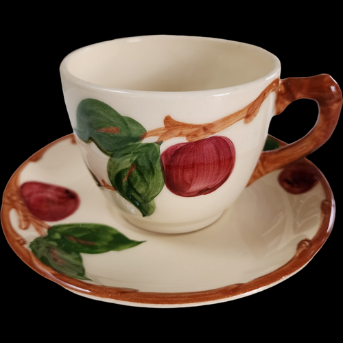 Franciscan Gladding McBean Apple Flat Cup & Saucer Set USA Backstamp