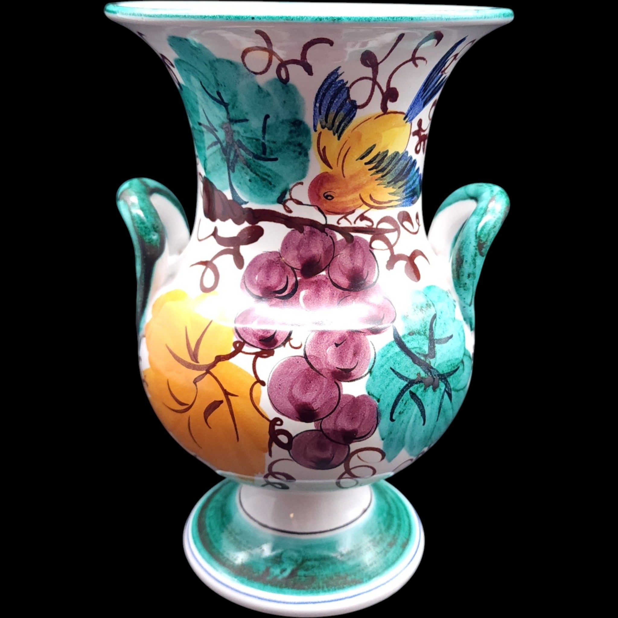 Fratelli Fanciullacci Italian Majolica Ceramic Double Handle Urn Vase