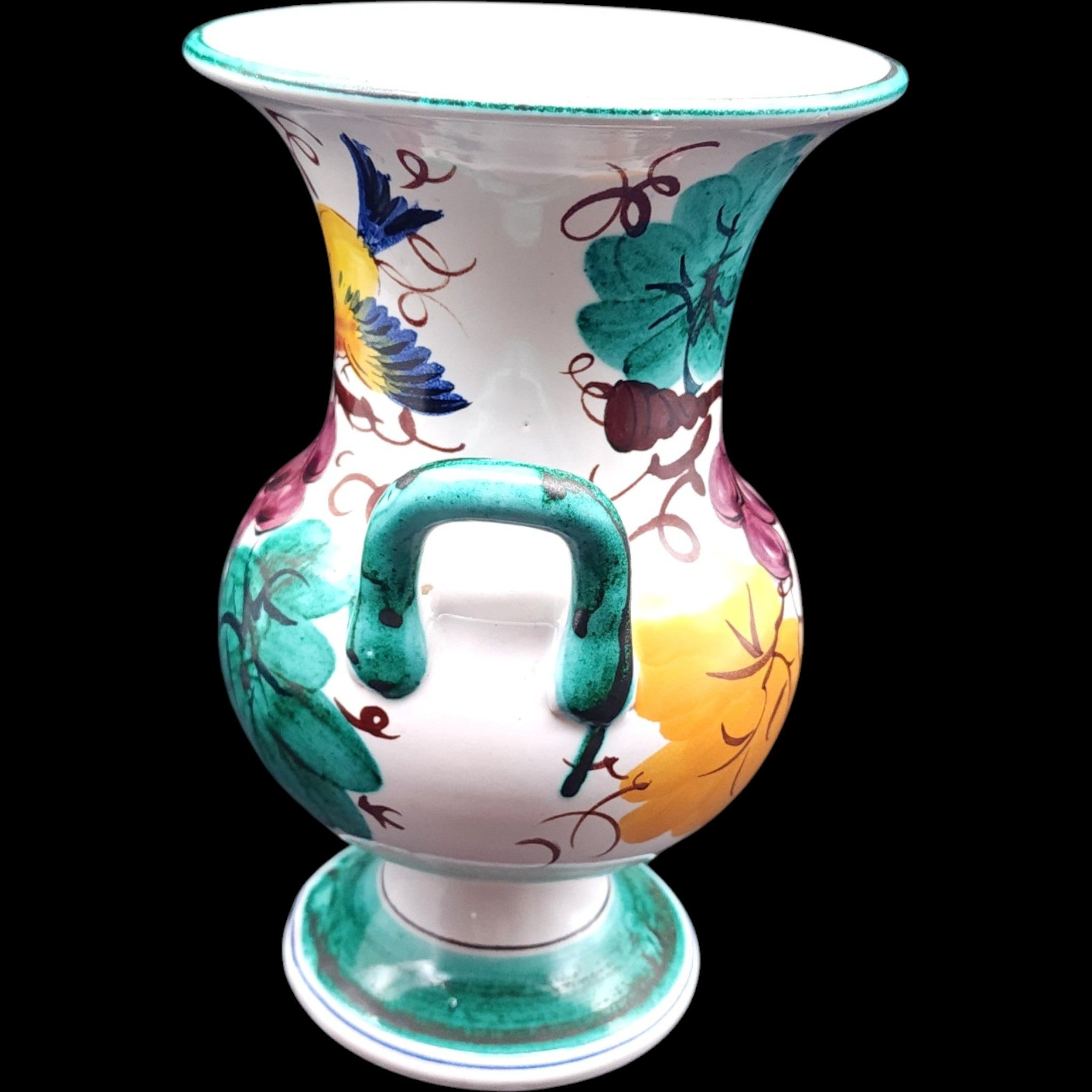 Fratelli Fanciullacci Italian Majolica Ceramic Double Handle Urn Vase