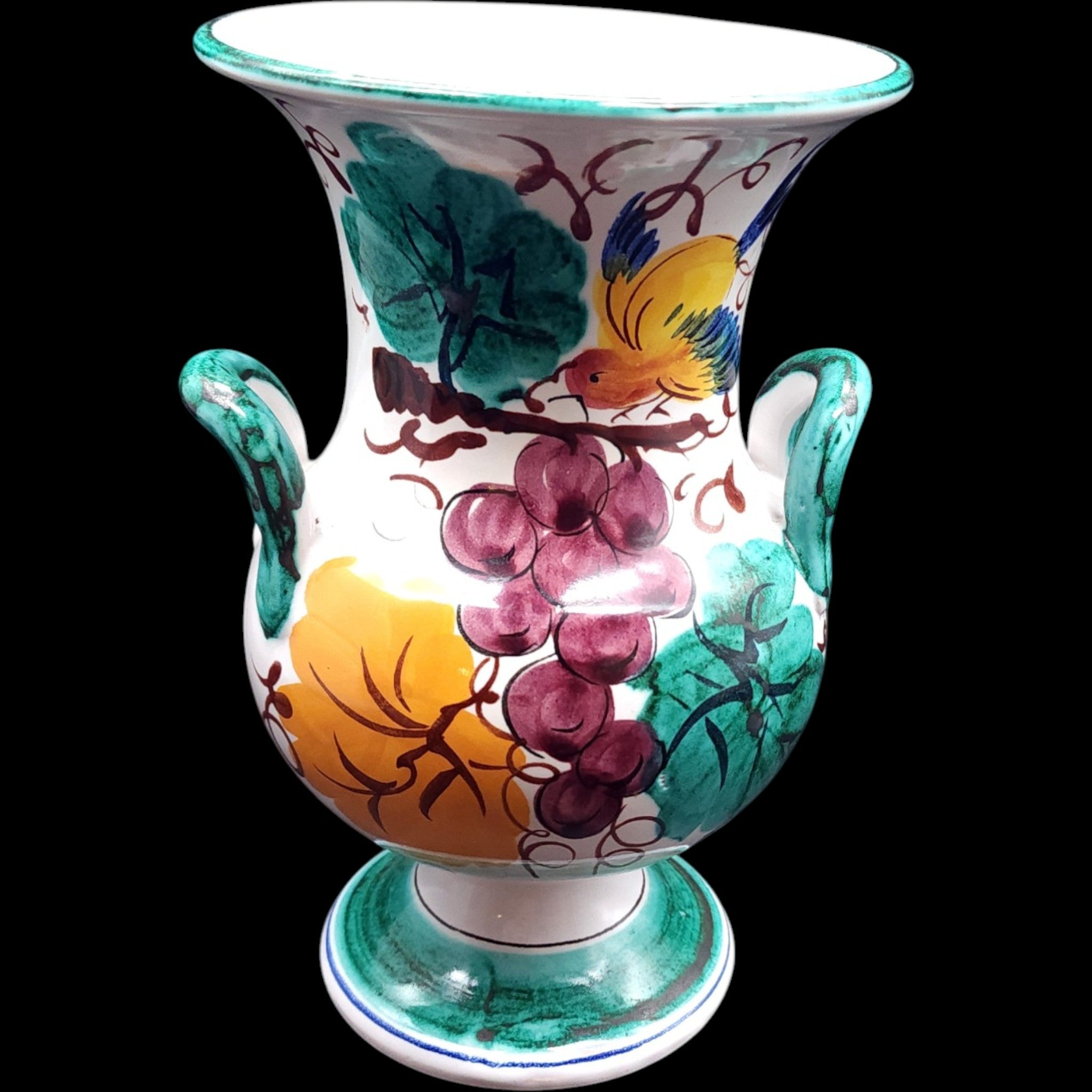 Fratelli Fanciullacci Italian Majolica Ceramic Double Handle Urn Vase