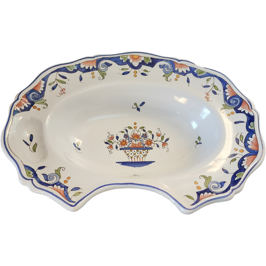 French Decor' Rouen Faience Handpainted Blue and White Bowl