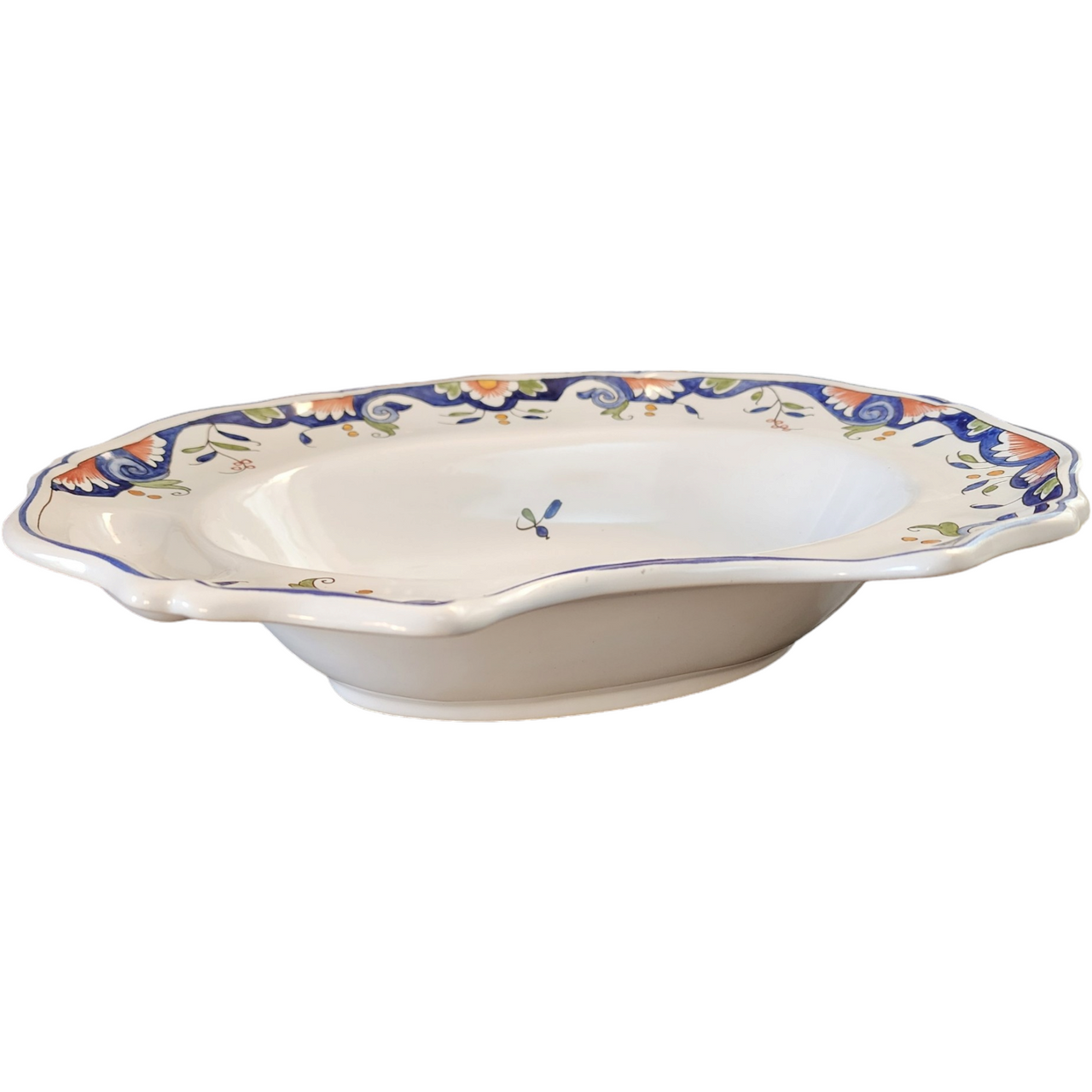 French Decor' Rouen Faience Handpainted Blue and White Bowl