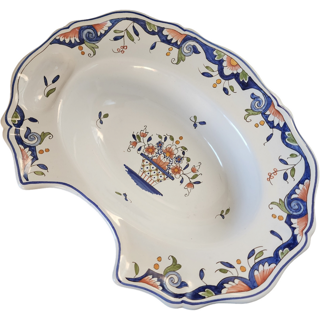 French Decor' Rouen Faience Handpainted Blue and White Bowl