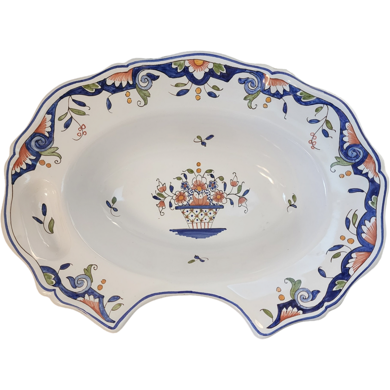 French Decor' Rouen Faience Handpainted Blue and White Bowl