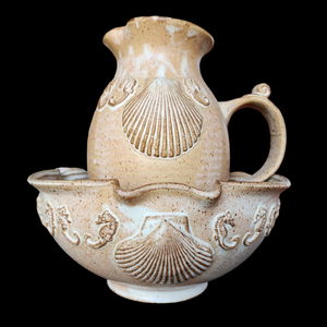 Gary Hart Art Pottery Distinctive Stoneware Wash Bowl and Pitcher Set
