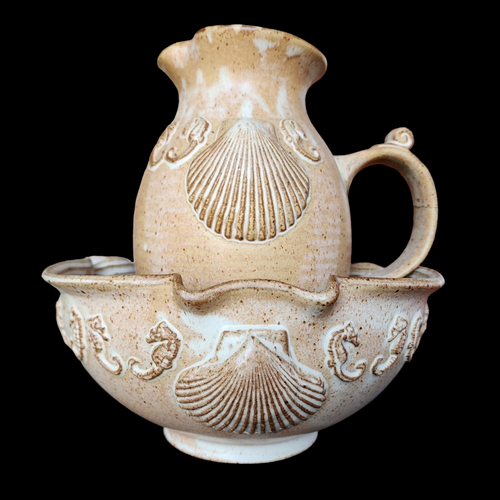 Gary Hart Art Pottery Distinctive Stoneware Wash Bowl and Pitcher Set