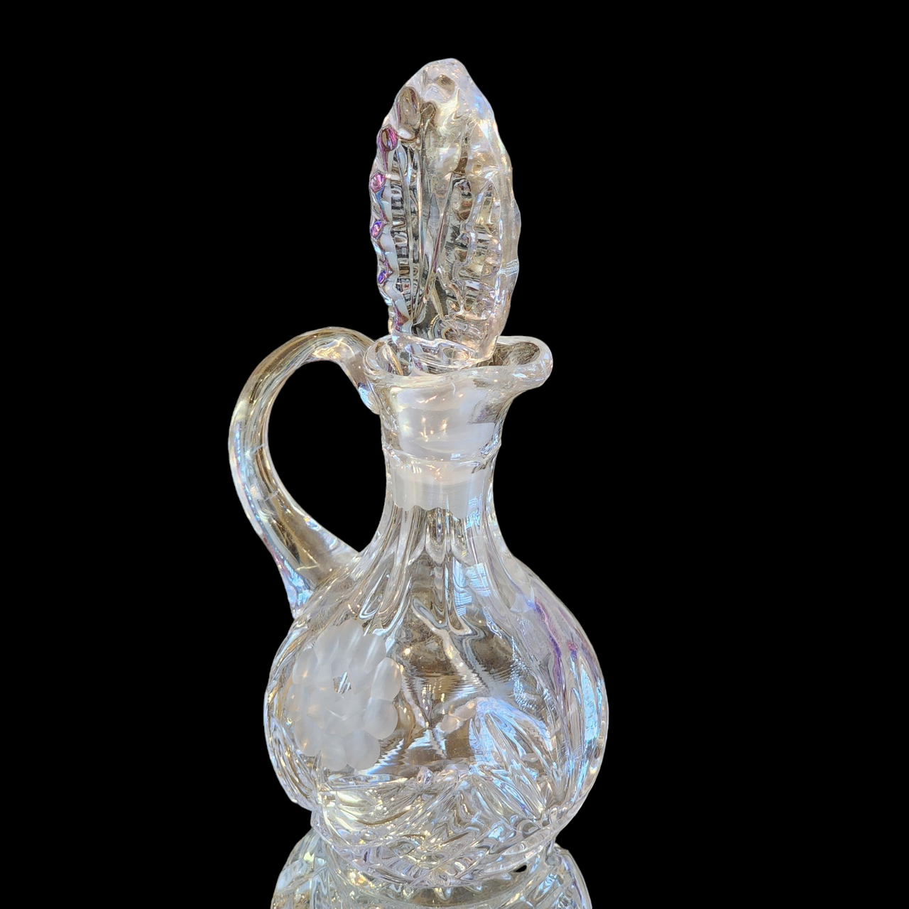 Genuine Lead Crystal Hand Cut Cruet with Stopper Oil Vinegar Germany