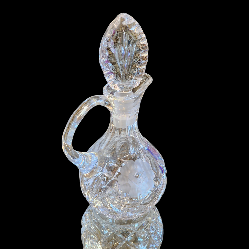 Genuine Lead Crystal Hand Cut Cruet with Stopper Oil Vinegar Germany