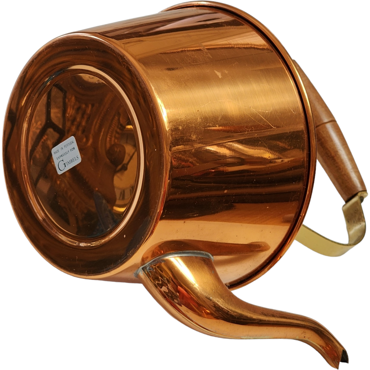 Gimbels Copper Brass Tea Pot Kettle Wood Handle Portugal