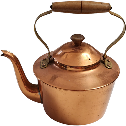 Gimbels Copper Brass Tea Pot Kettle Wood Handle Portugal