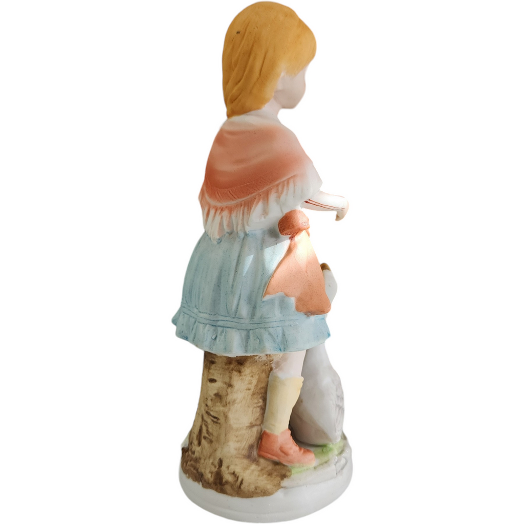 Girl Feeding Goose Bisque Porcelain Figurine