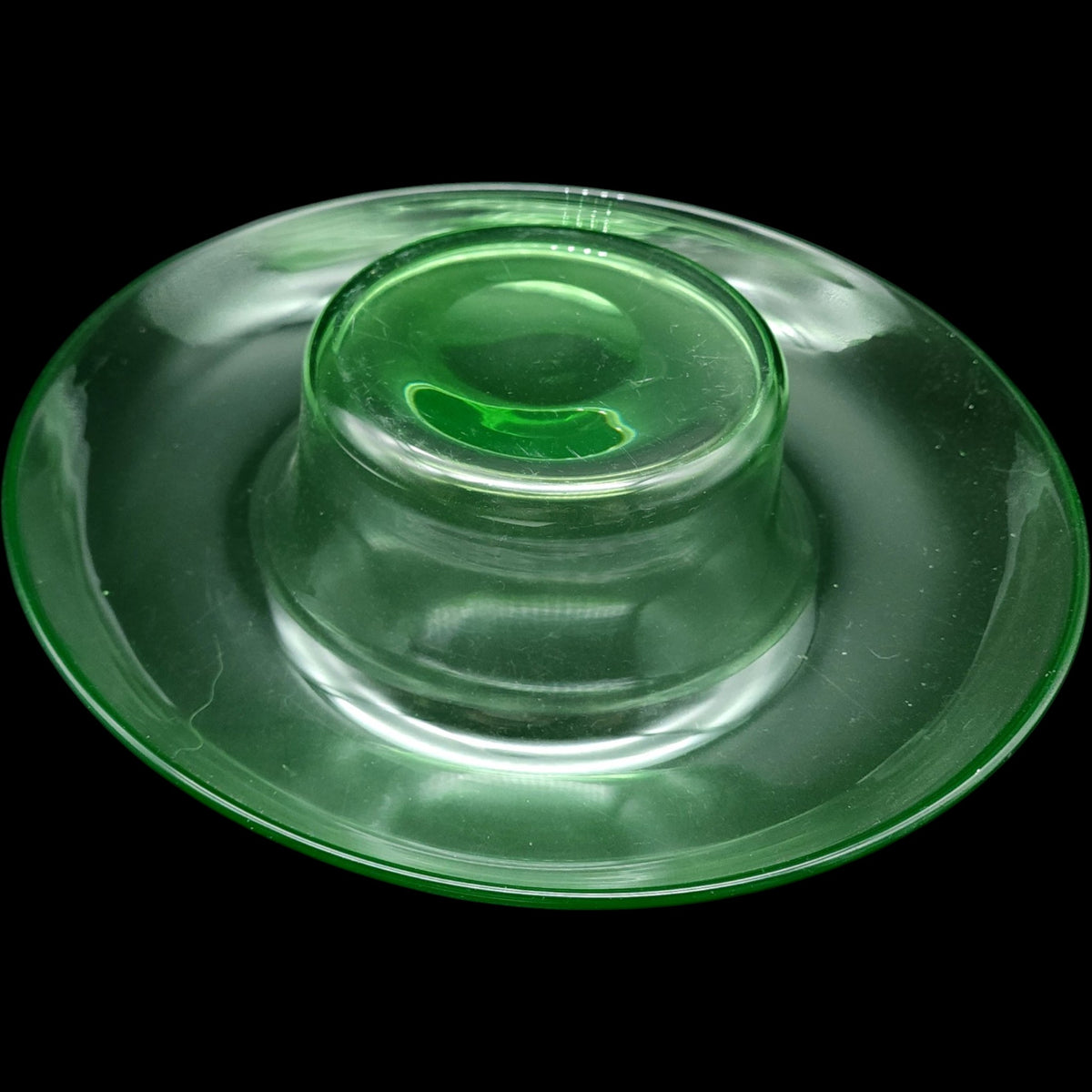 Glastonbury Lotus Green Uranium Glass 13" Rolled Edge Bowl