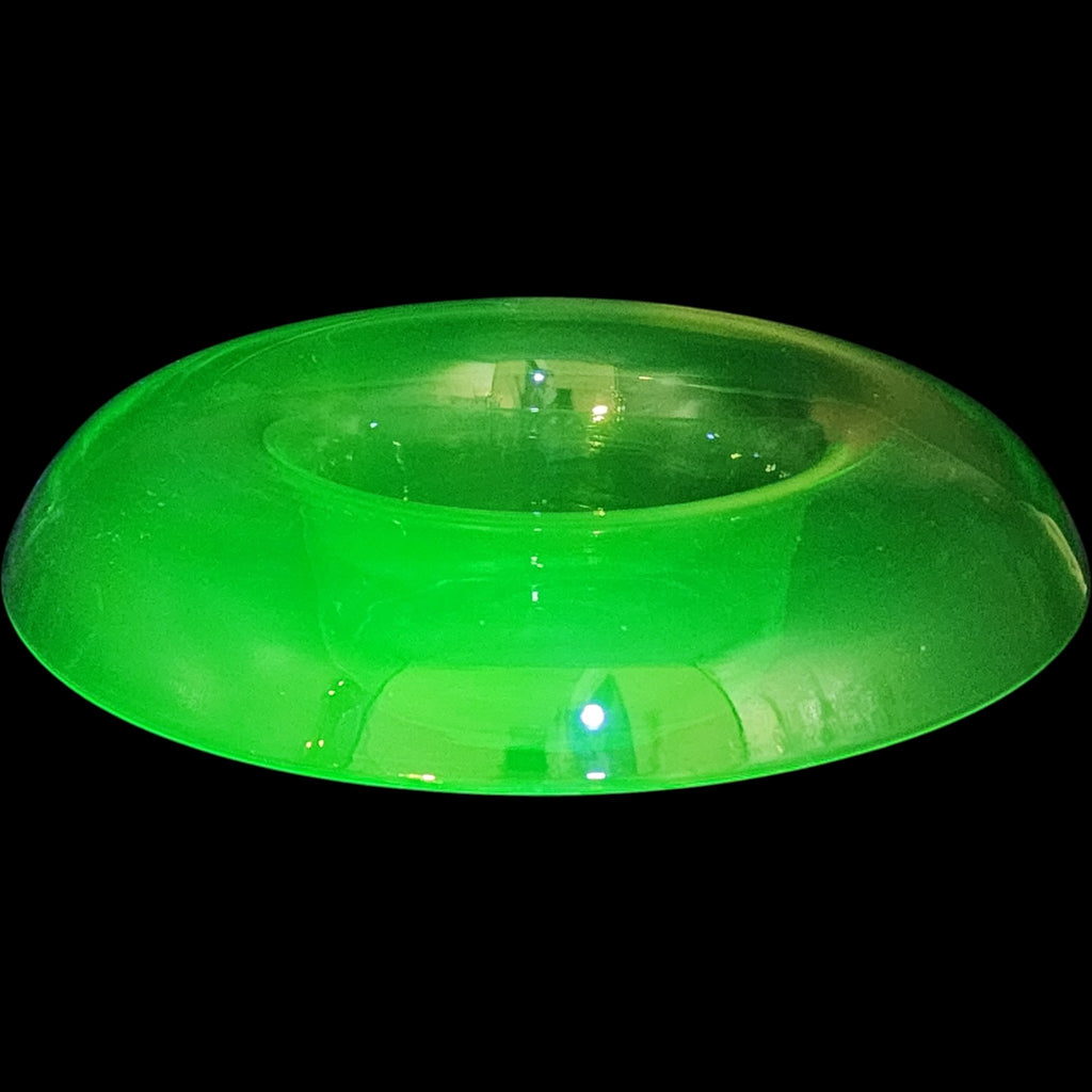 Glastonbury Lotus Green Uranium Glass 13" Rolled Edge Bowl