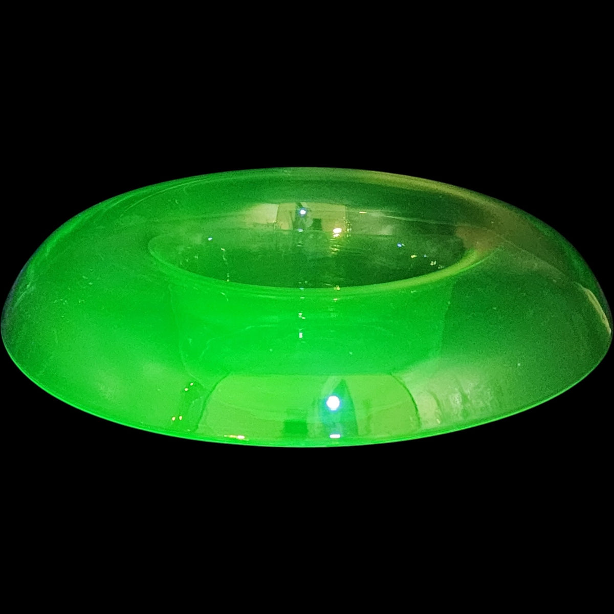 Glastonbury Lotus Green Uranium Glass 13" Rolled Edge Bowl
