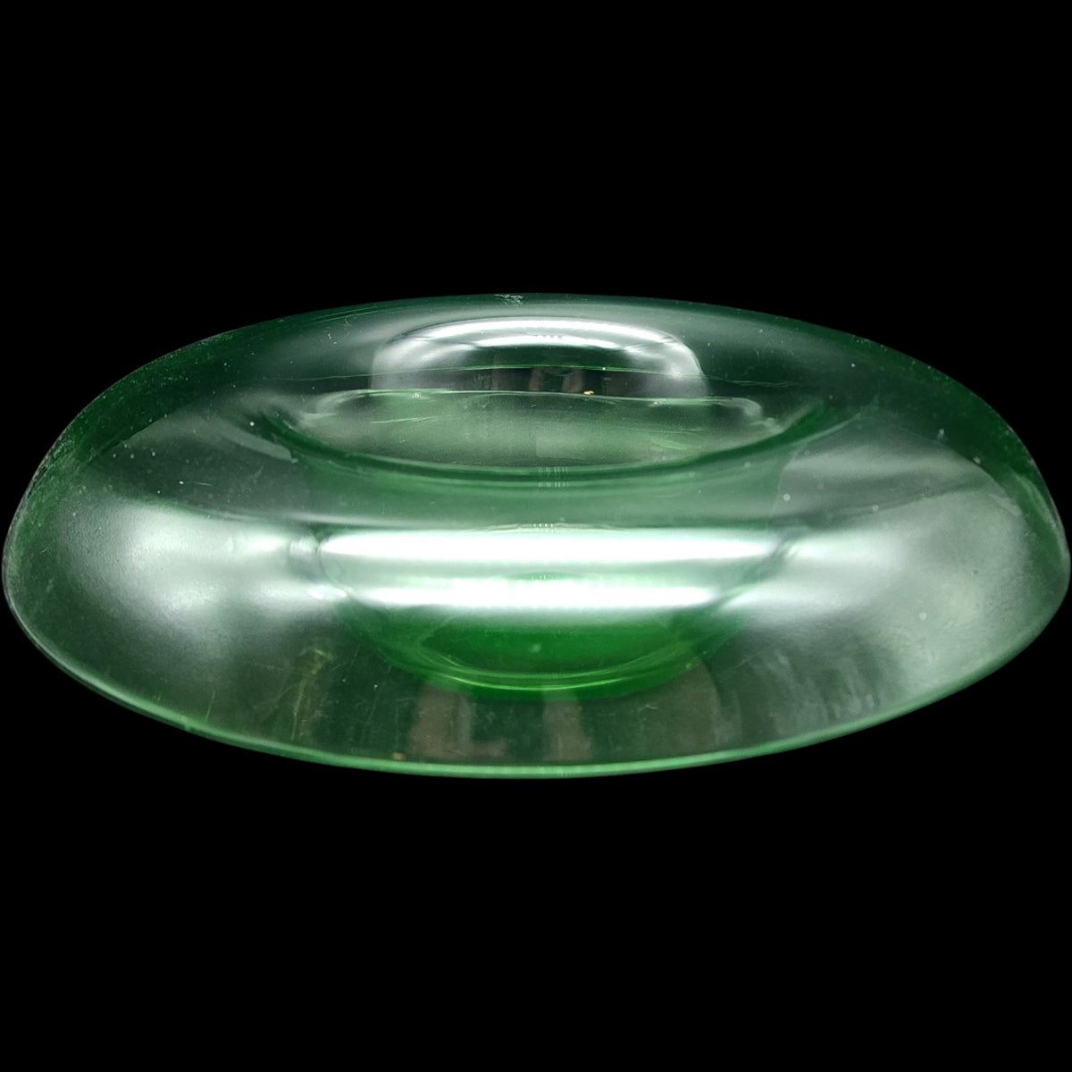 Glastonbury Lotus Green Uranium Glass 13" Rolled Edge Bowl