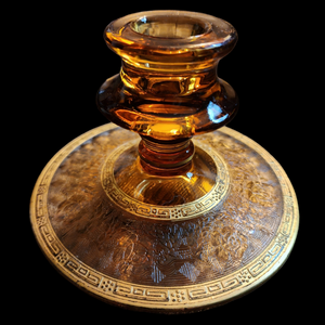 Glastonbury Lotus Grecian Rose Amber Gold Encrusted Single Light Candlestick