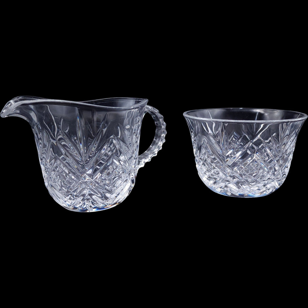 Godinger Dublin Cut Crystal Cream and Sugar Set with Matching Tray