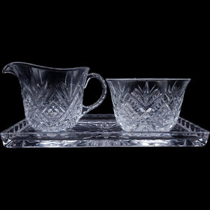 Godinger Dublin Cut Crystal Cream and Sugar Set with Matching Tray