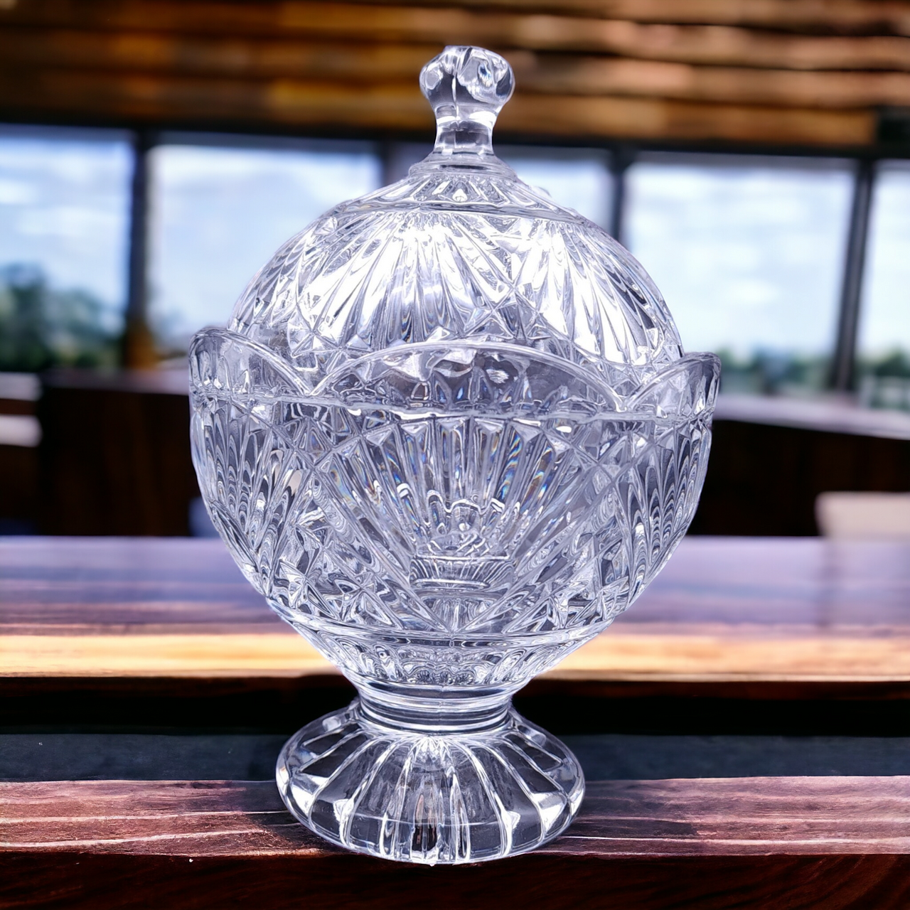 Godinger Freedom Lead Crystal Candy Dish & Lid