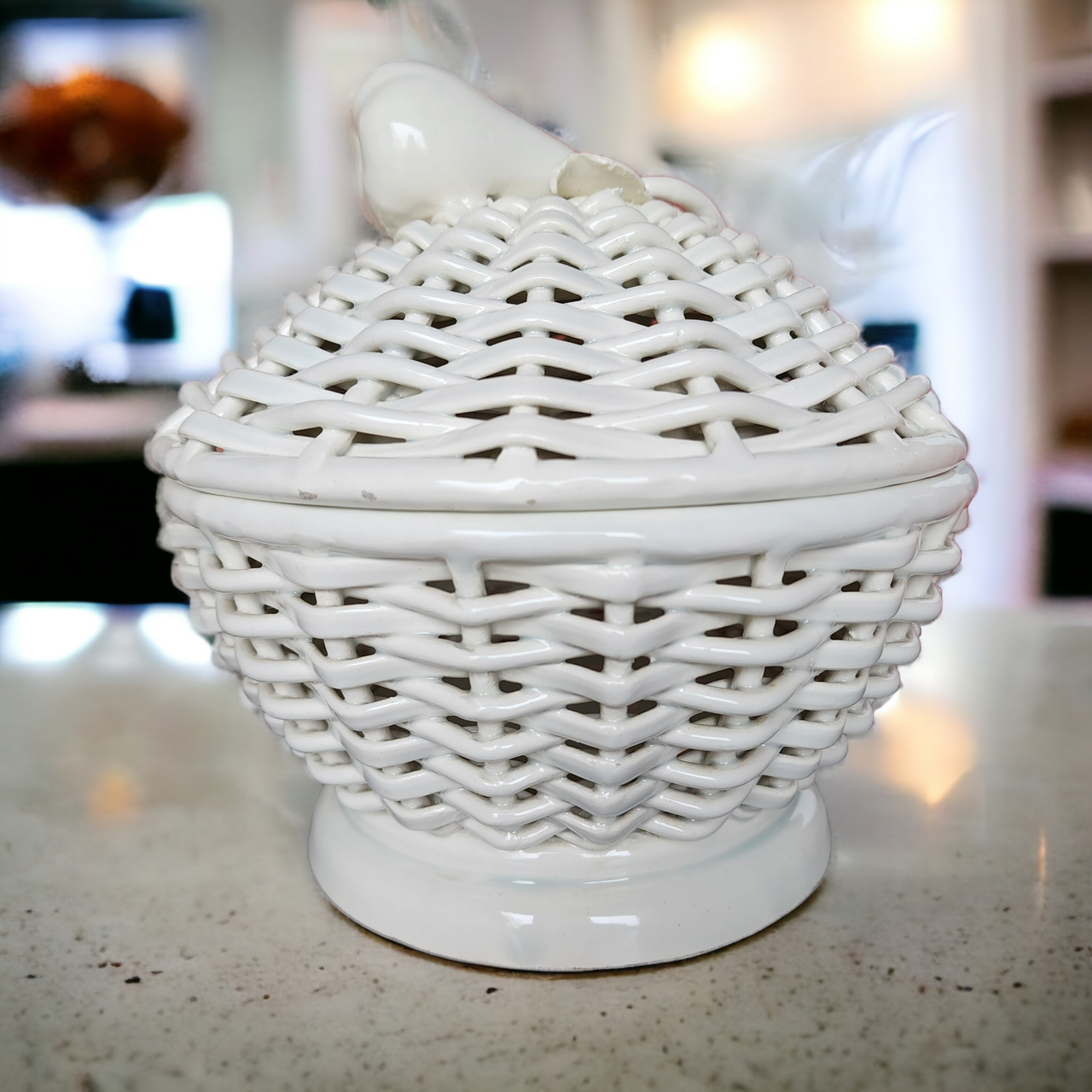 Good Friend Majolica Basket with Cover Spain