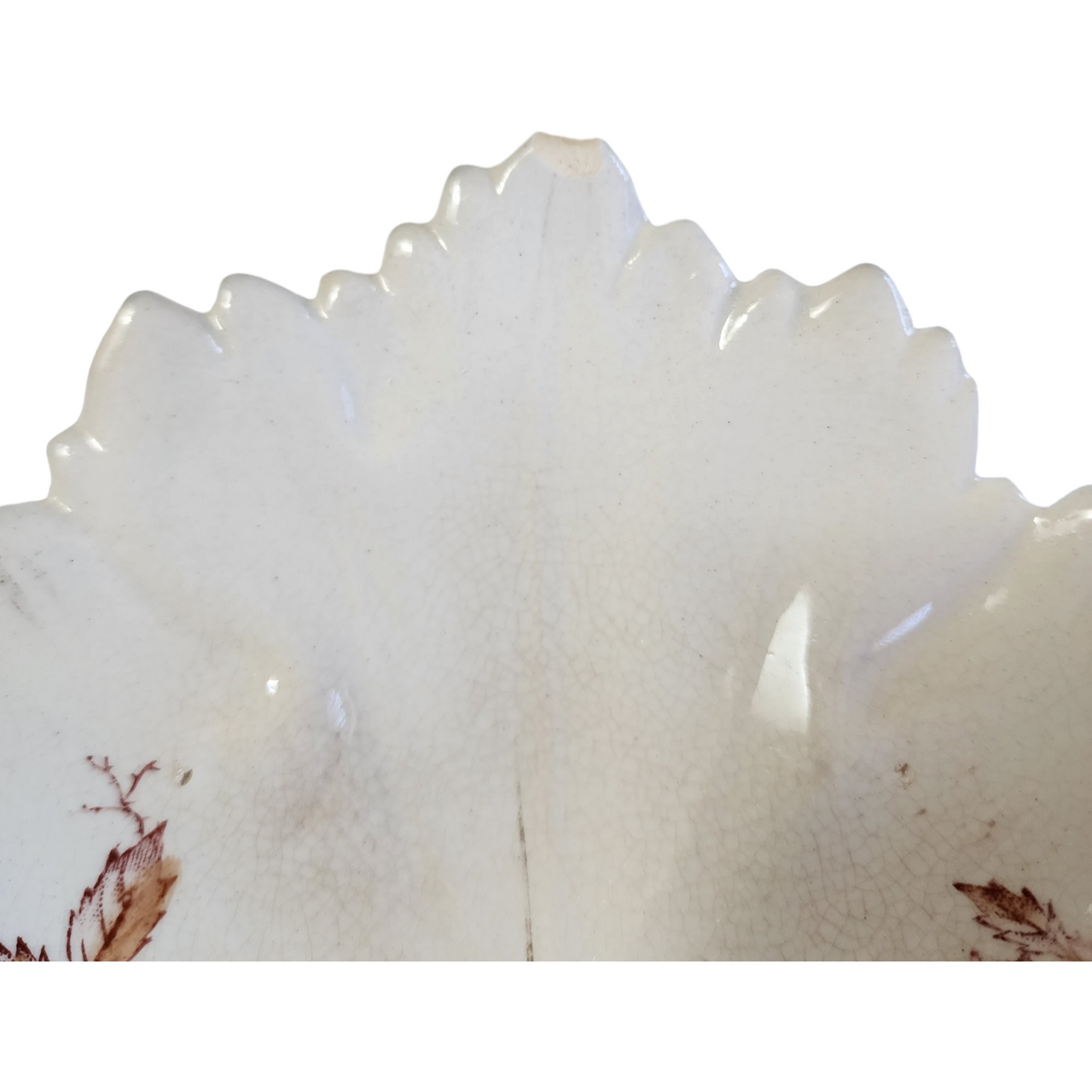 Goodwin Bros Pearl White Ironstone Floral Leaf Shaped Dish