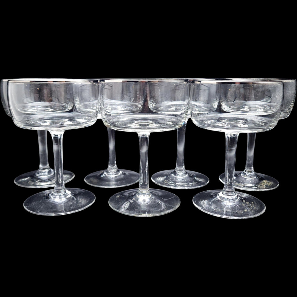 Gorham Crystal Moonrise Moonglow Champagne Coupe Glasses Set of 7