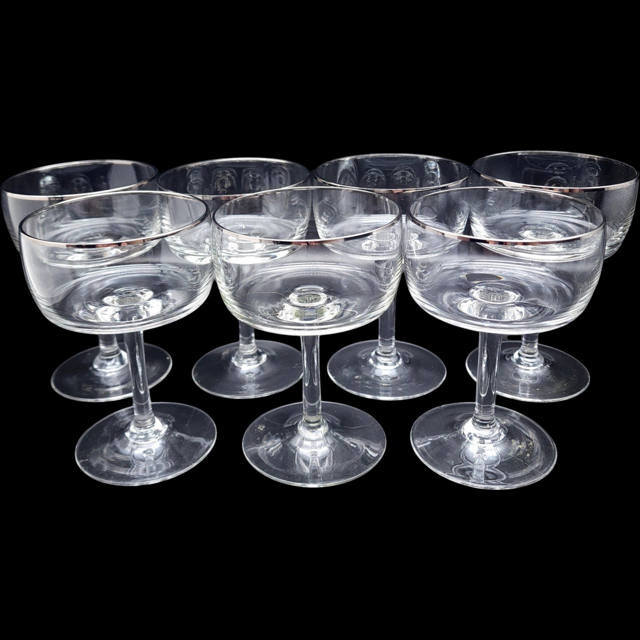 Gorham Crystal Moonrise Moonglow Champagne Coupe Glasses Set of 7