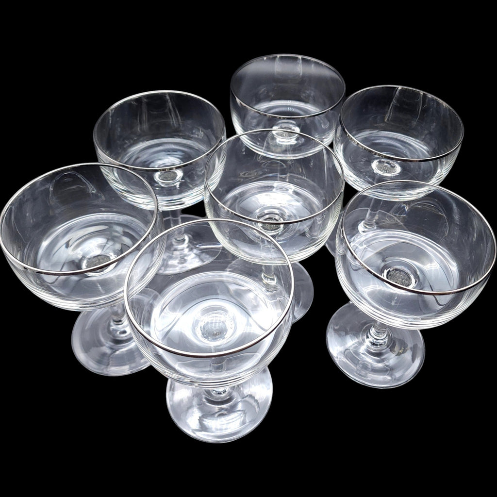 Gorham Crystal Moonrise Moonglow Champagne Coupe Glasses Set of 7