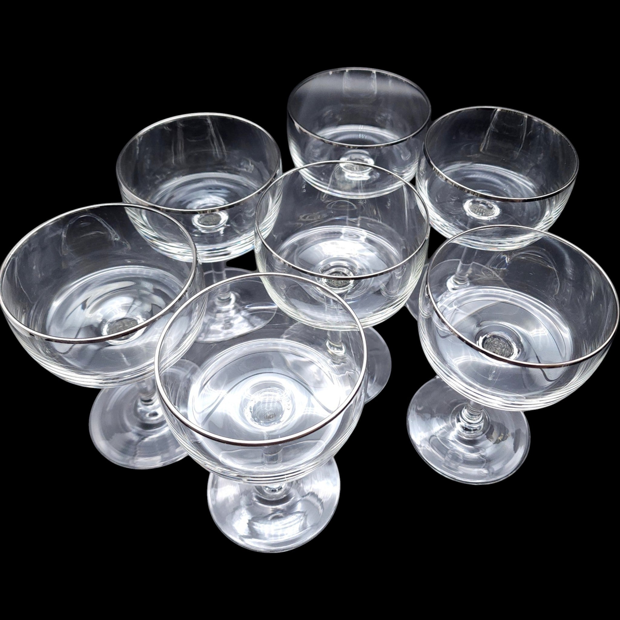 Gorham Crystal Moonrise Moonglow Champagne Coupe Glasses Set of 7