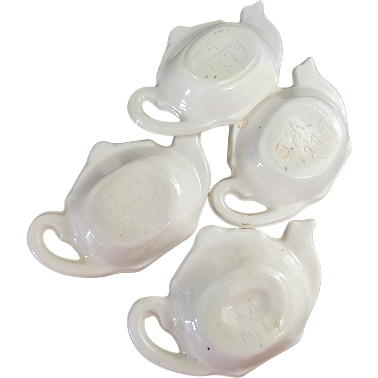 Green Blue Speckle Ceramic Tea Bag Holders Set of 4