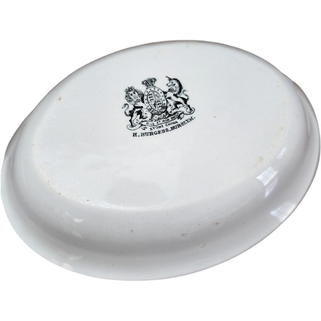 H. Burgess Burslem White Ironstone  Smooth Relish Dish Bowl