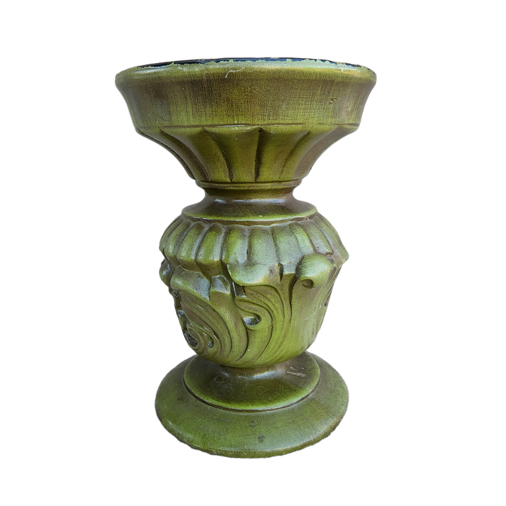 HAEGER Pottery Column Pedestal Pillar Candle Holder Avocado Green
