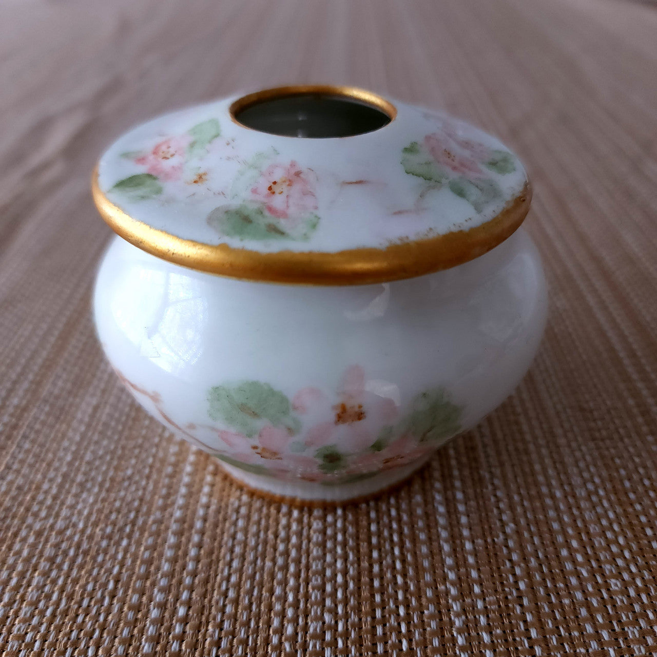 Hair Receiver Hand Painted Porcelain Japan
