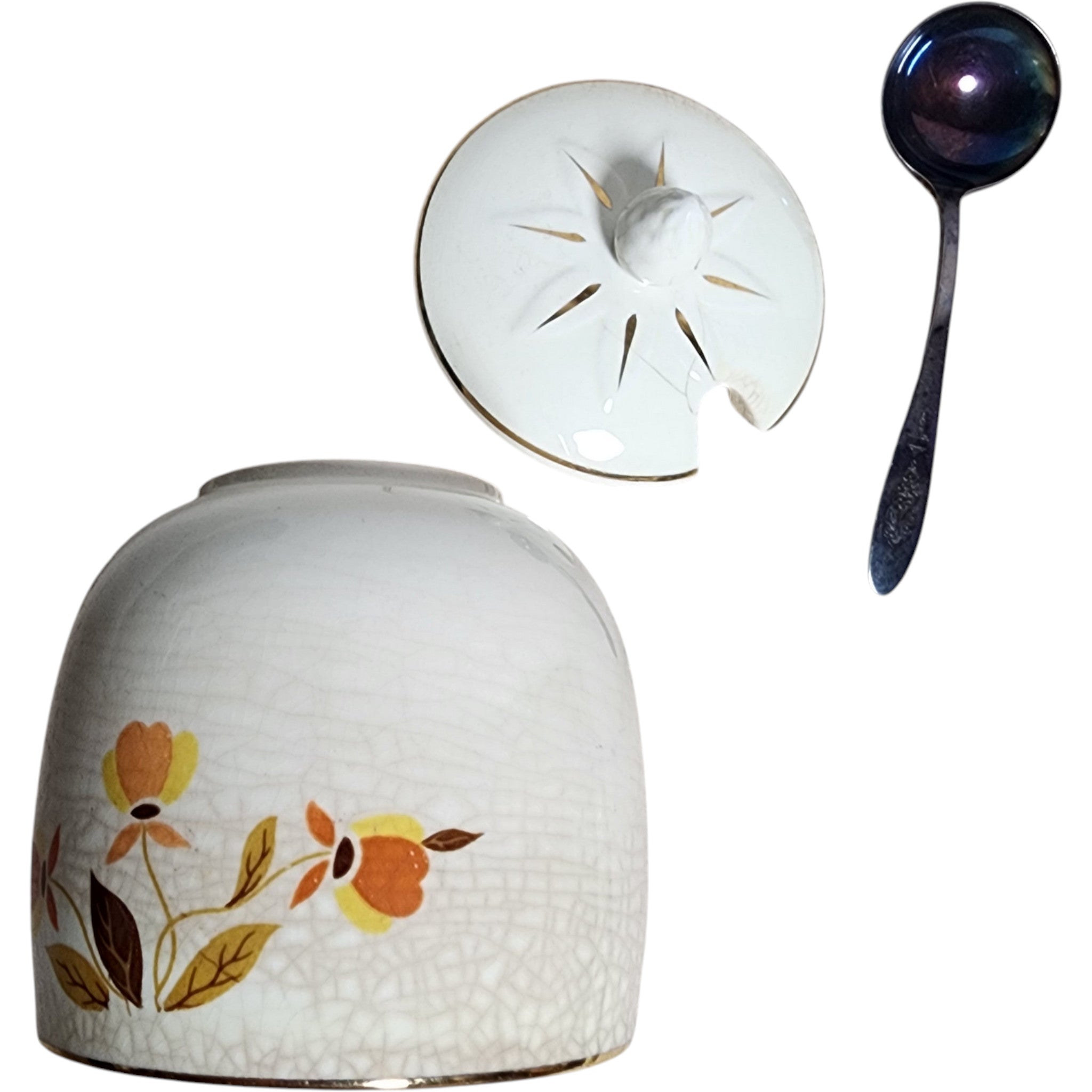 Hall China Autumn Leaf Marmalade Jar with Lid and Spoon