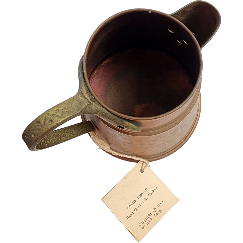 Hammered Copper Pitcher w Brass Handle Turkey