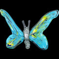 Hand-Blown Art Glass Butterfly Figurine  Aqua Blue & Yellow