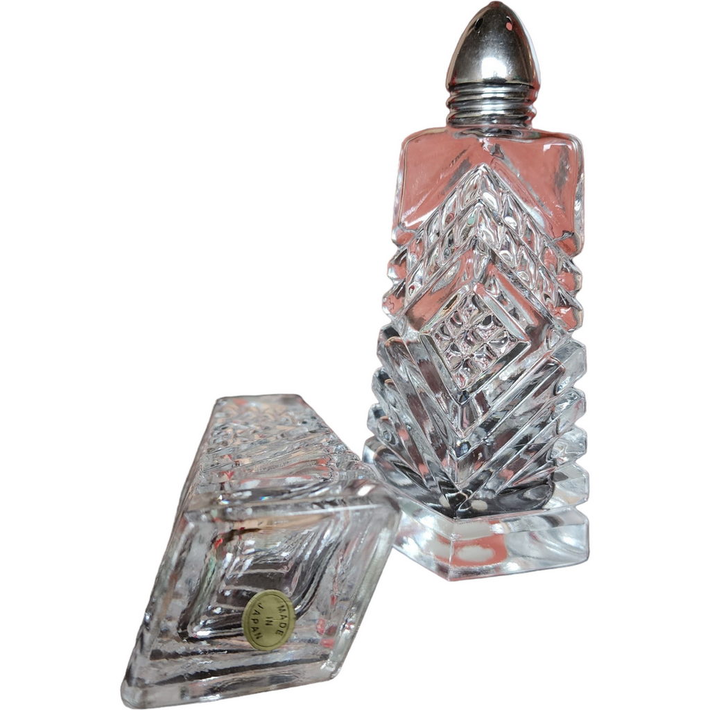 Hand Cut Lead Crystal Salt & Pepper Set Japan