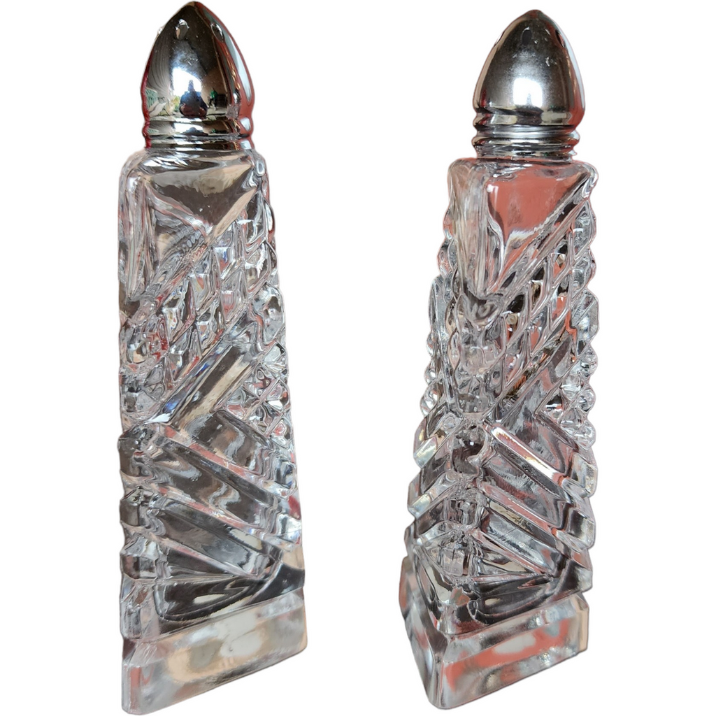 Hand Cut Lead Crystal Salt & Pepper Set Japan