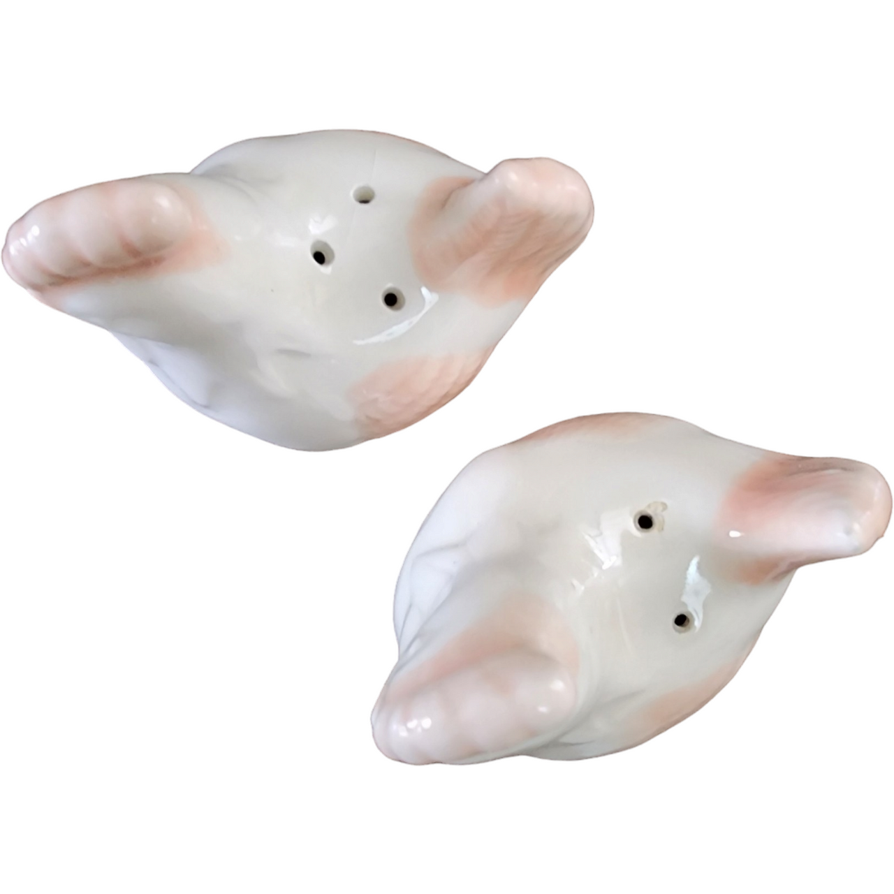 Hand Painted Pink And White Chicken Hen and Rooster Salt and Pepper Shakers