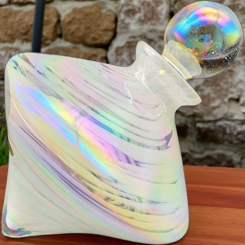 Handcrafted Iridescent Art Glass Perfume Bottle Silvestri Studio Glass Vanity Collectible