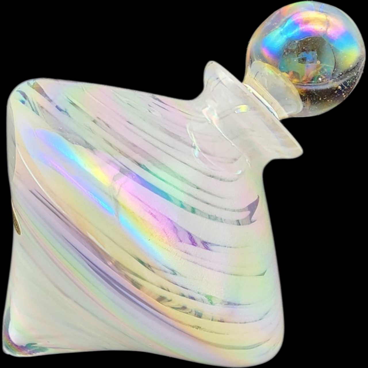Handcrafted Iridescent Art Glass Perfume Bottle Silvestri Studio Glass Vanity Collectible
