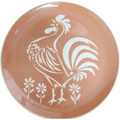 Harker Cock O'Morn White Rooster Coral Background Dinner Plate