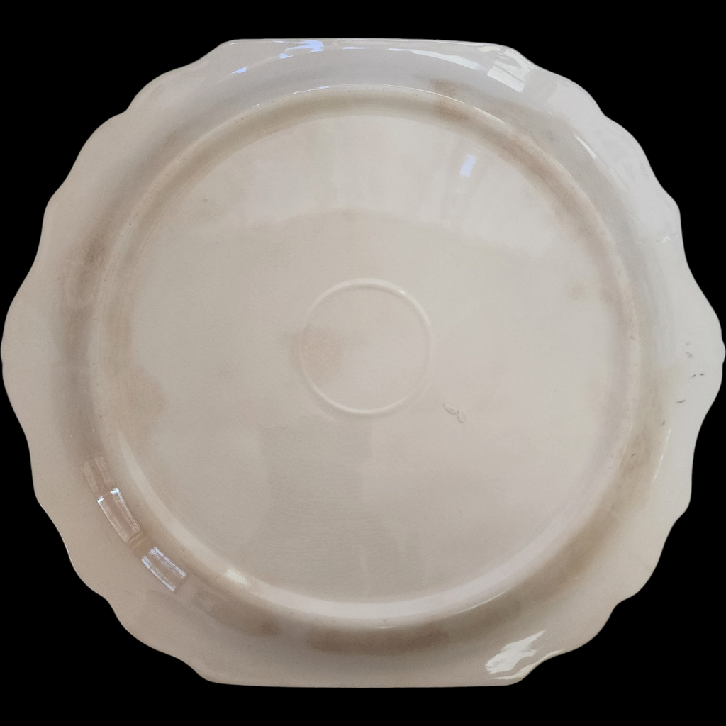 Harker Pottery Pastel Tulip Virginia Platinum Trim Square Handled Cake Plate