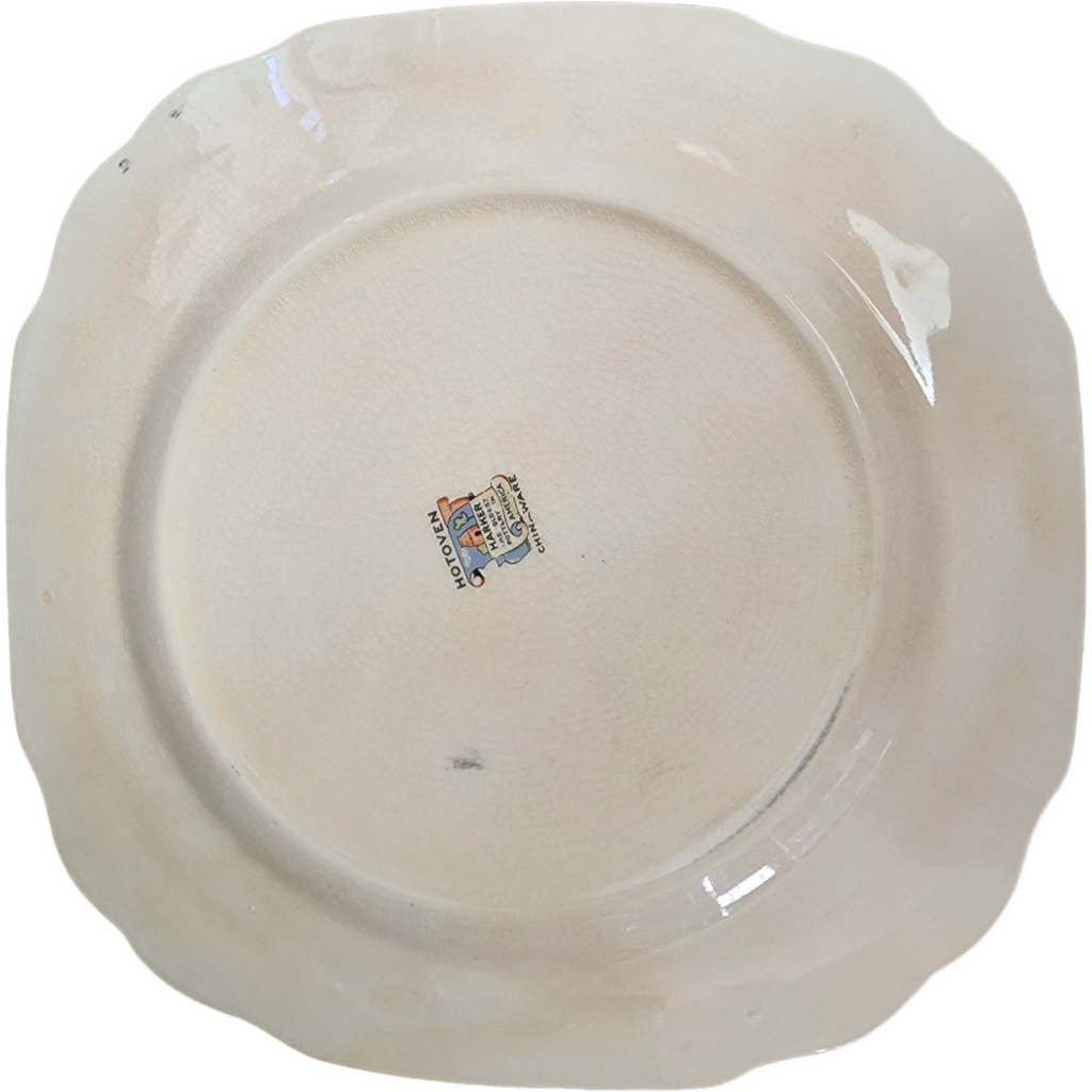 Harker Yellow Roses  Scalloped Platinum Trim Square Dinner Plate